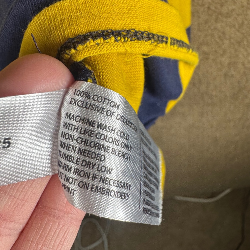 US Polo Assn Toddler Boy Rugby Shirt 5T Long Sleeve Striped Yellow Blue Polo - Picture 4 of 8